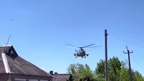 Ukrainian Mi 17 shoots at the position of the occupiers