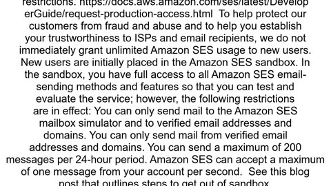 Using AWS SES SMTP error 554 Message rejected Email address is not verified The following identitie