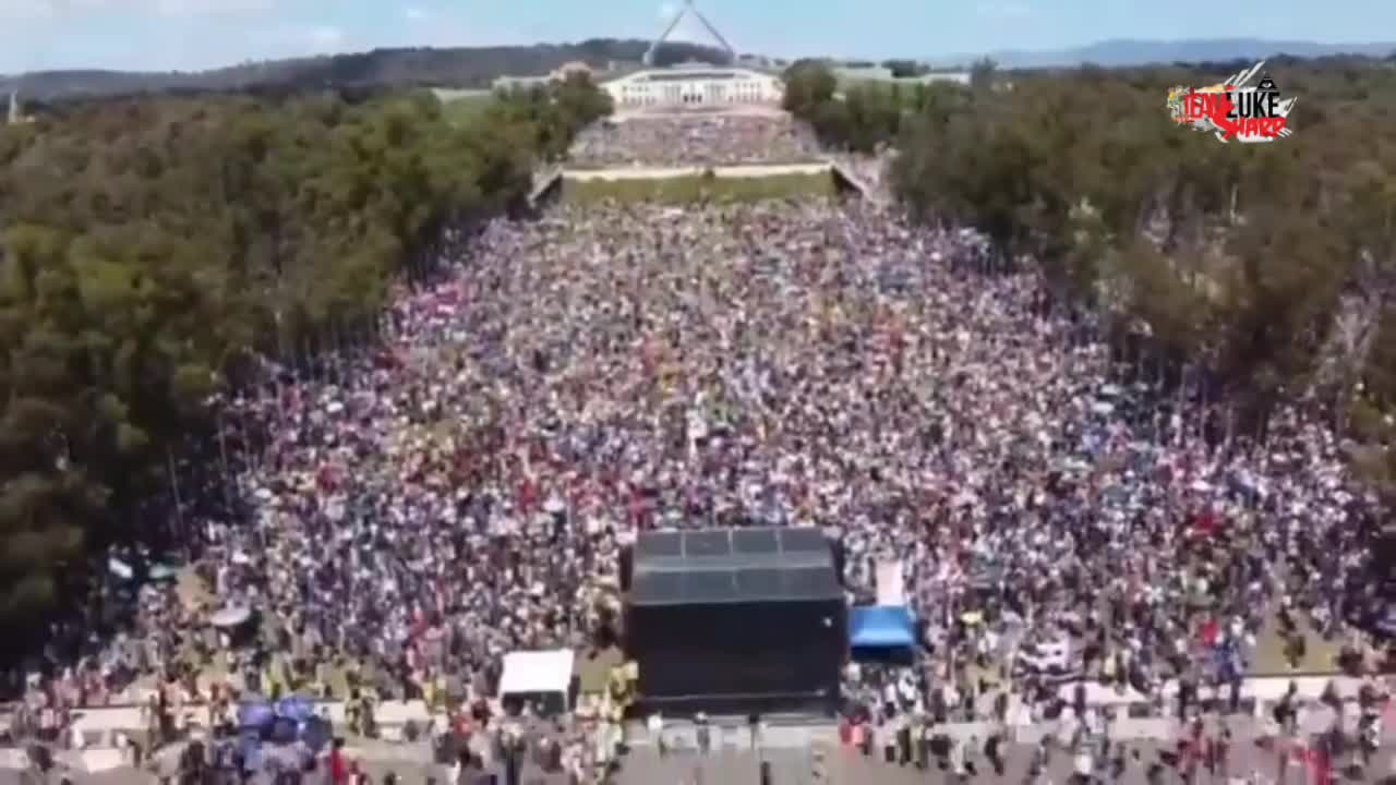 Over a million people protested in Canberra, Australia; police respond with sound weapons (LRADs)