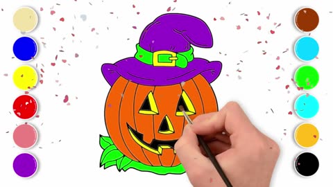 How to Draw Halloween Pumpkin Easy Step by Step and Coloring