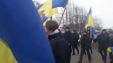 Residents of Gorodeny in the Chernihiv region came to a rally against the Russian invaders