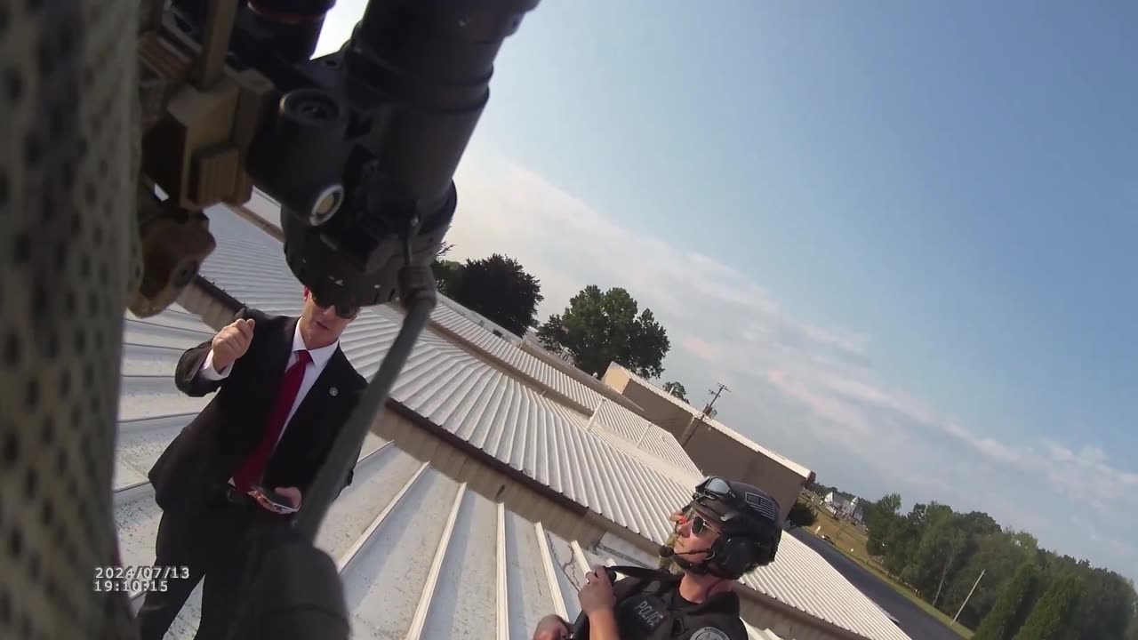 Body cam footage from the rooftop after Donald Trump’s assassination attempt