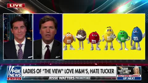 Tucker Carlson reacts to The View slamming his segment on the new "progressive" M&Ms