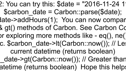 How to add 1 hour to date Carbon