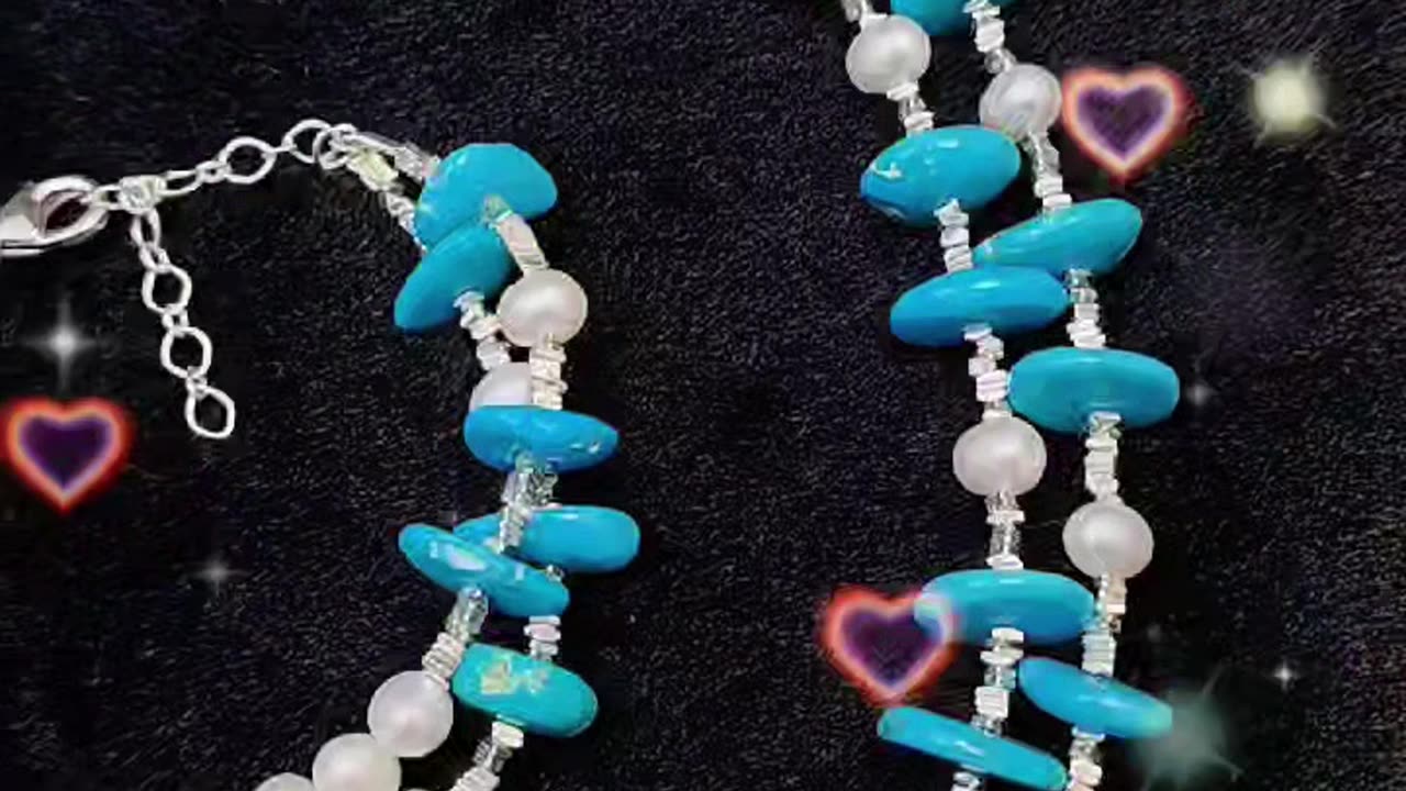 GN-20241210-03 Double Turquoise Set High Quality Pearl Bracelet for Women Necklace Exquisite Jewelry