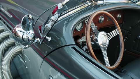 The Interior And Chrome Sidings Of A Vintage Car old.