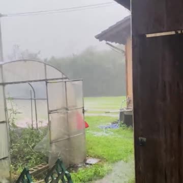 Blowing rain sweeps Kagoshima as typhoon impacts Japan