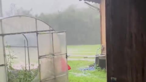 Blowing rain sweeps Kagoshima as typhoon impacts Japan