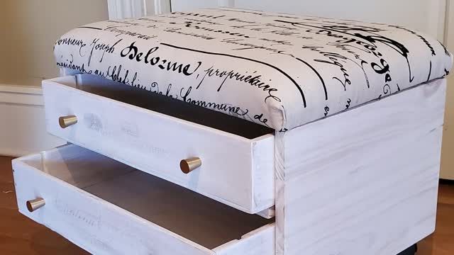 Bench with Shallow Wine Box Tray Drawers - Off the Vine Designs