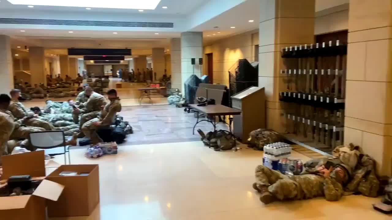 Hundreds Of National Guards Sleeping On Floor In Capitol Building In Preparation For Inauguration