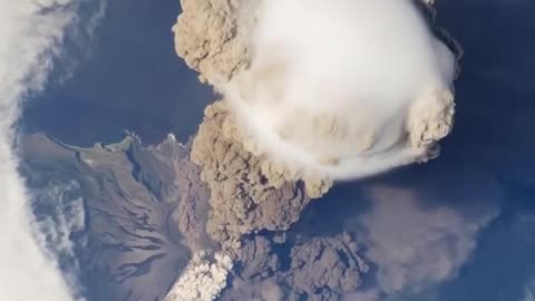 Volcano view from international space station