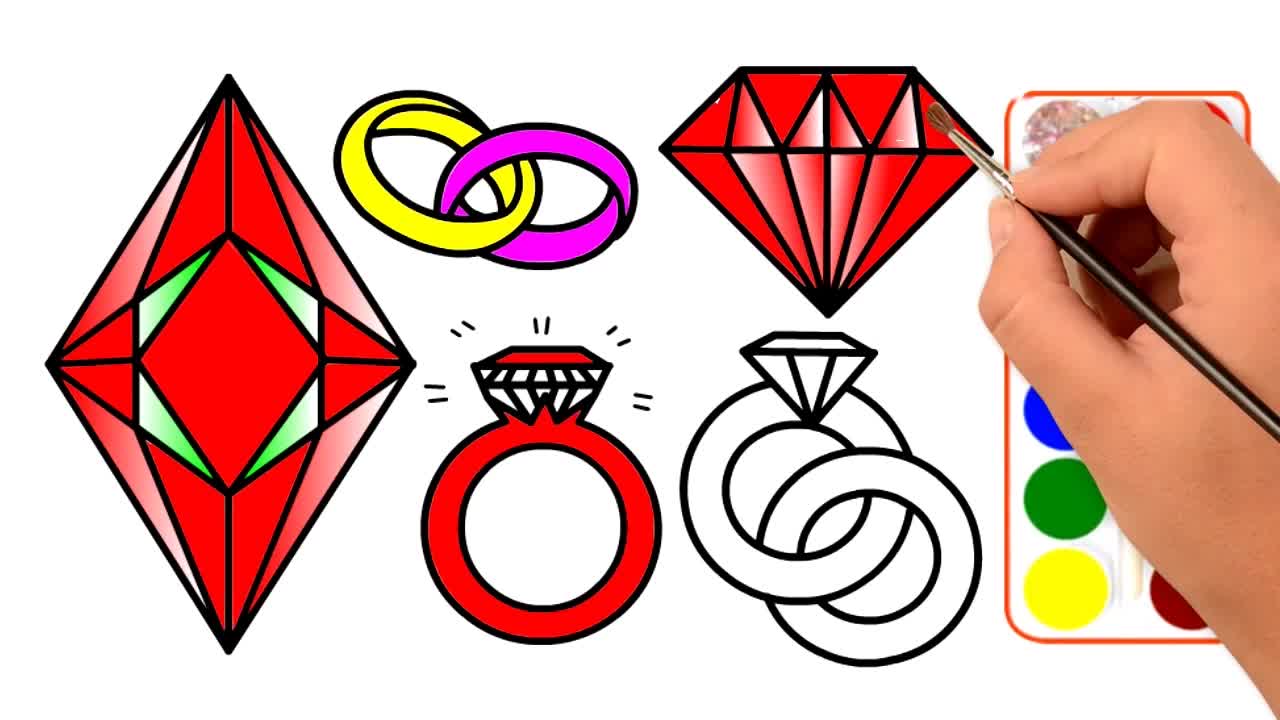 Drawing and Coloring for Kids - How to Draw Diamond Accessories