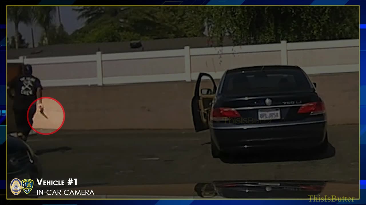 Riverside police release video of an armed carjacking suspect being shot in the back