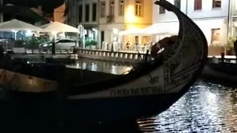 Aveiro Portugal at night having a glass of wine