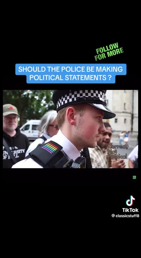 Meanwhile in the UK! Cops with LGBTQ+ pride stripes!