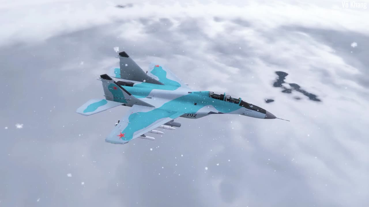 Advanced fighter Mig-35D performs demonstration flights and performs aviation operations