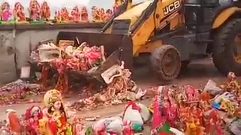 destroying statue
