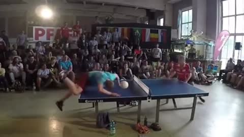 The ping pong competition with the head is cool and funny