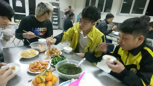 dinner of a few young people in a company in Vietnam