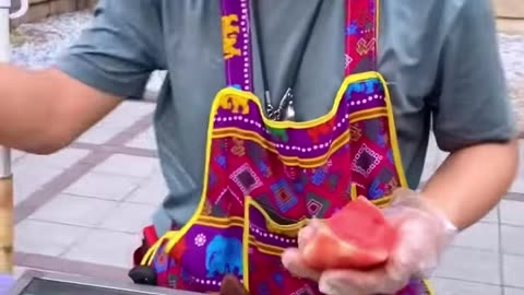 Watermelon Fruit Cutting Skills Thai Street Food #shorts #streetfood
