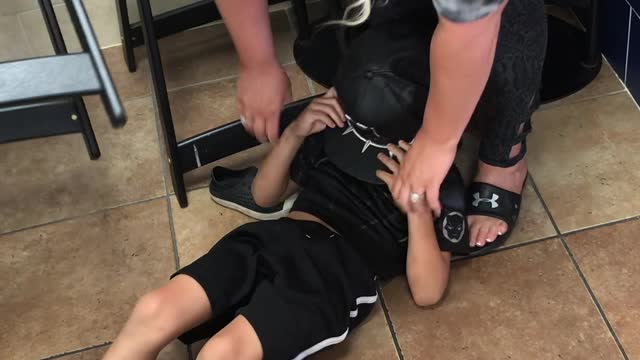 Growing Lad Has Some High Chair Troubles