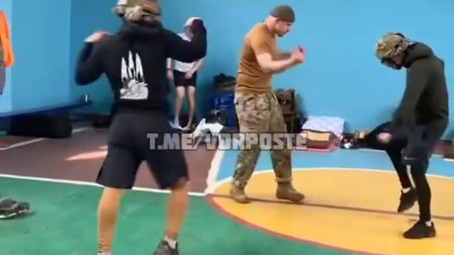 Ukraine soldiers dancing in school
