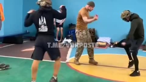 Ukraine soldiers dancing in school