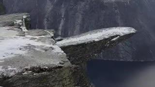 Trolltunga covered snow ice winter