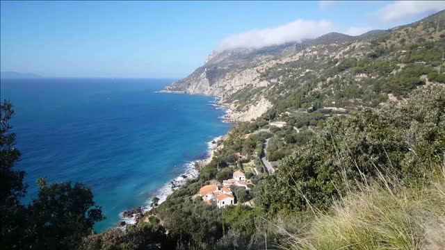 houses along the coast of monte argentario a peninsula in tuscany italy