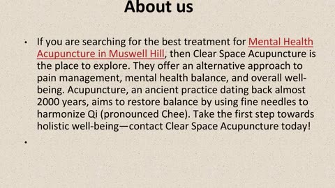 Best Mental Health Acupuncture in Muswell Hill.