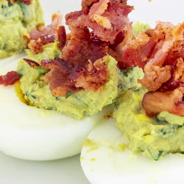 Keto Avocado Deviled Eggs with no mayonnaise - Easy - #shorts