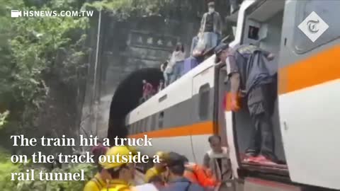 Taiwan train crash: Dozens feared dead as rescuers struggle to reach crushed carriages