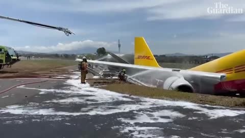 DHL`s Boeing plane crash lands in Costa Rica, Apr 08, 2022,