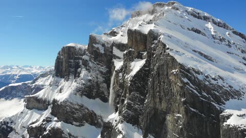 Drone Footage Of A Snowy Mountain