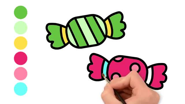 Easy Drawing and Coloring Sweet Candy for Kids - Bolalar uchun chizish