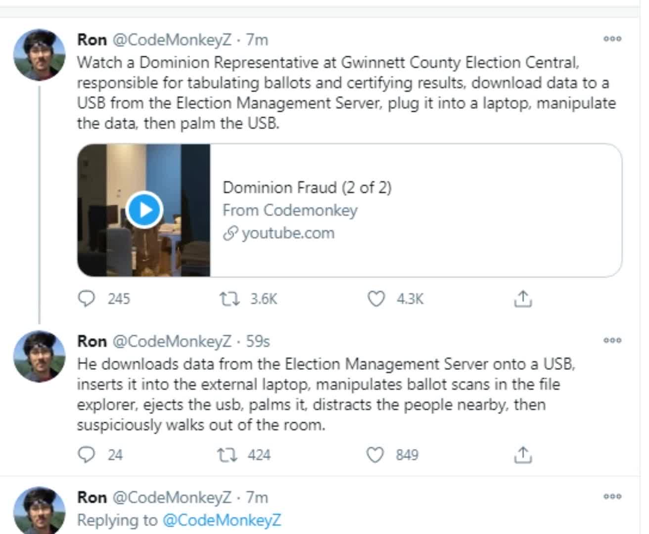 Gwinnett county election fraud video from @CodeMonkeyZ