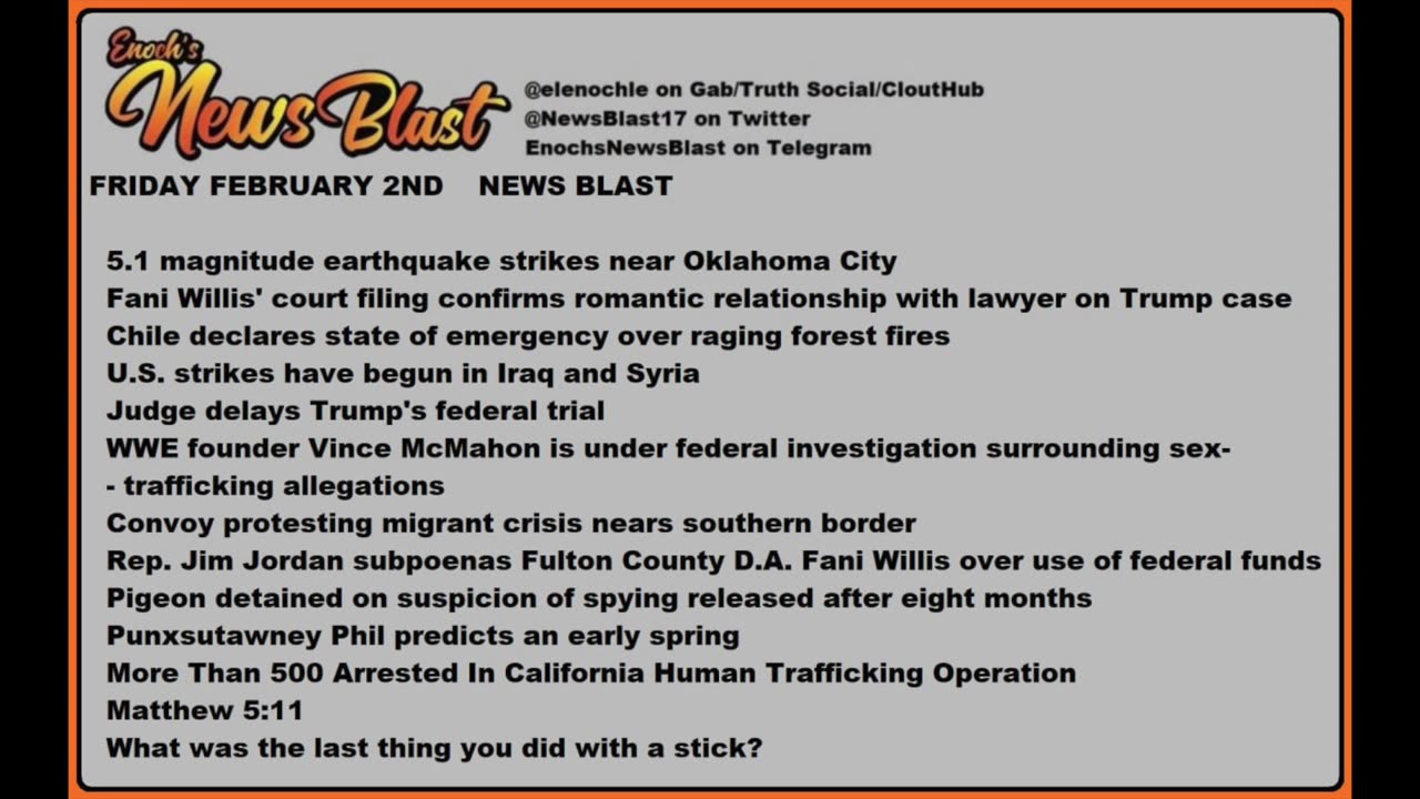 Friday, February 2, 2024 News Blast