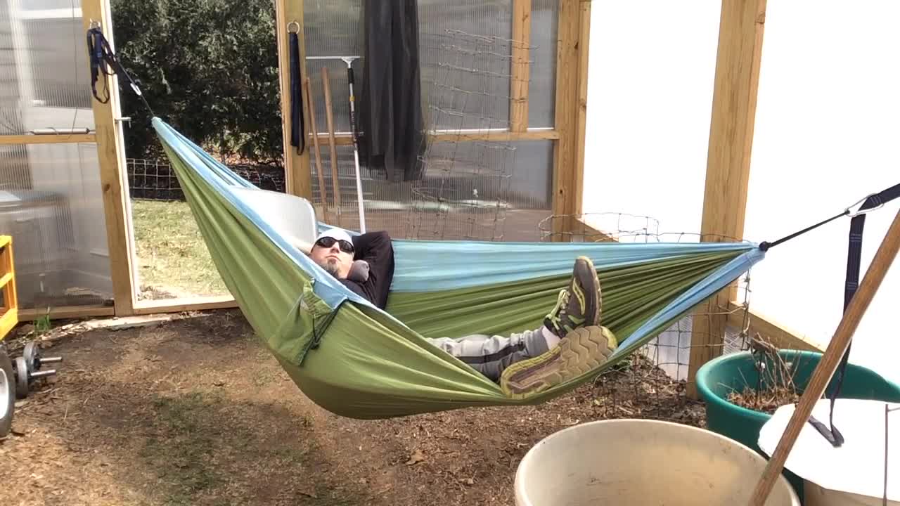 Greenhouse Hammock Loser at my moms