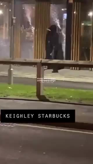 Muslims breaking the windows of Starbucks in England to "Free Palestine"