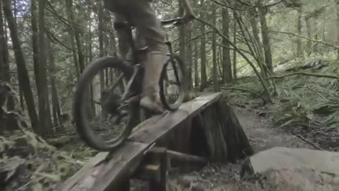 Thin wooden bridge bike fall slip