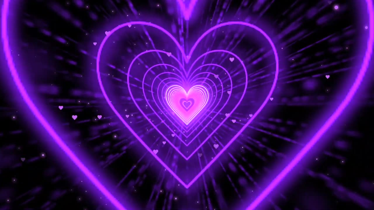 527. Heart Tunnel Background💜Purple Heart Tunnel Neon Heart Heart