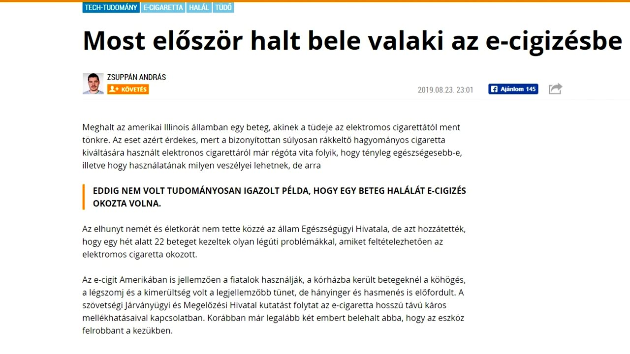 Az E-Cigi Halált Okozott! vagy az INDEX ferdít