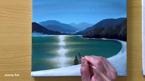 Winter Lake Painting | Acrylic Painting