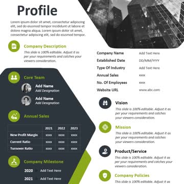 One Page Company Profile PowerPoint Presentation Slideshow