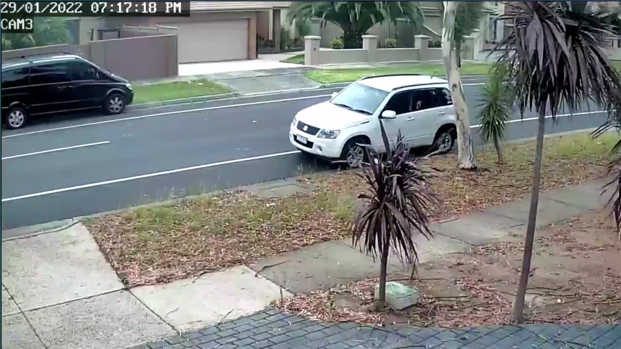 fire truck with siren followed by Mercedes on my security camera