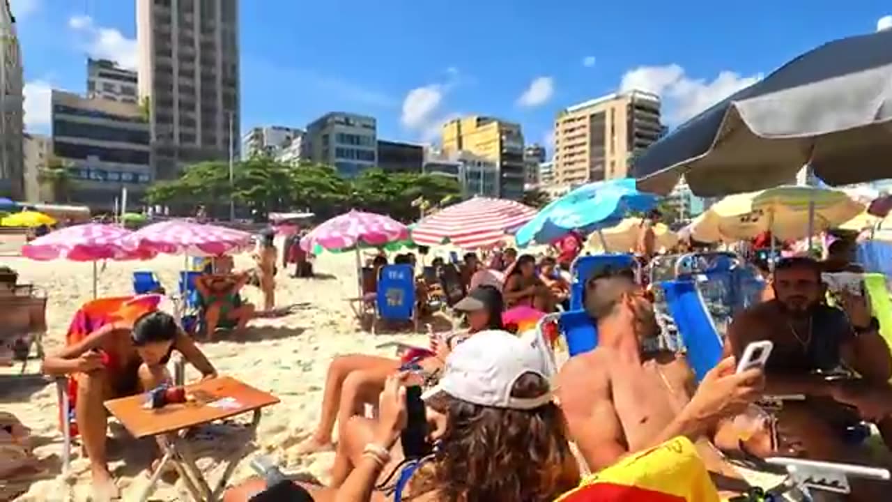 🇧🇷 4K Leblon Beach, the most incredible bikini beach in Brazil