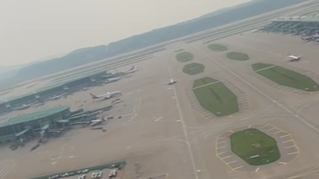 Departure and take-off from the Incheon Airport runway