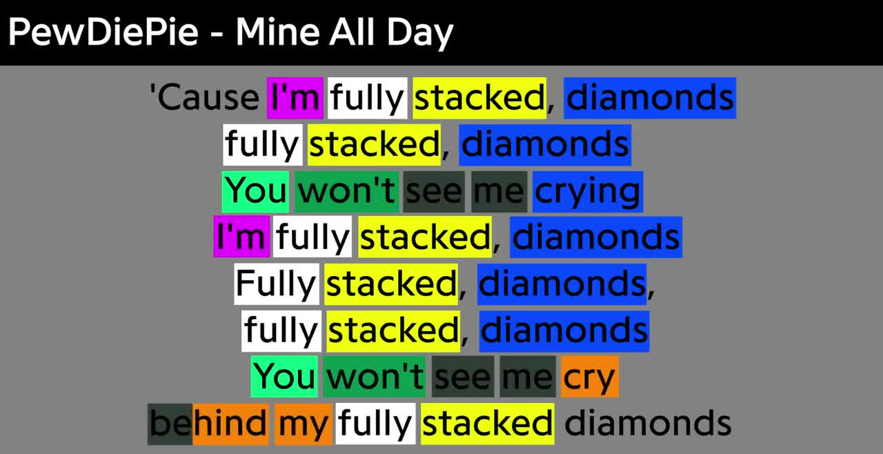 PewDiePie Mine All Day Second Part Rhyme Scheme
