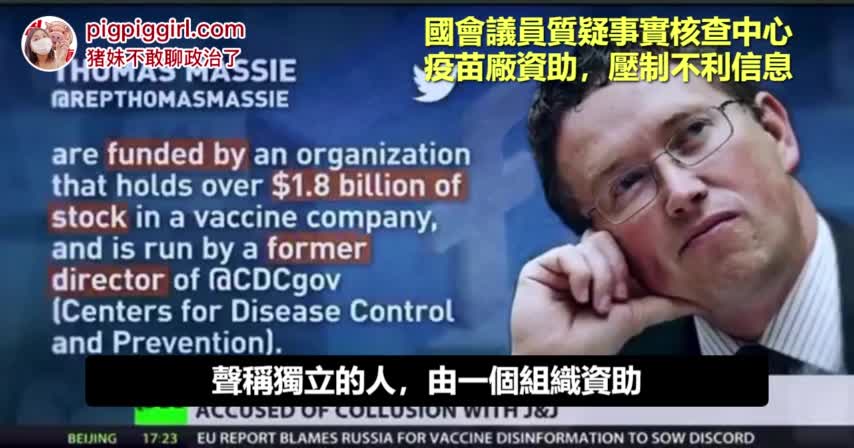 媒體報導_2021美國國會議員質疑，“事實審查中心”是由疫苗廠贊助，壓抑不利訊息