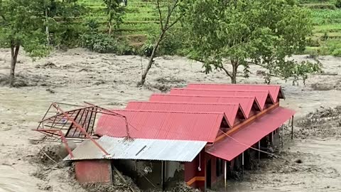 Huge Flood in Melamchi, Nepal, Destroys Resort